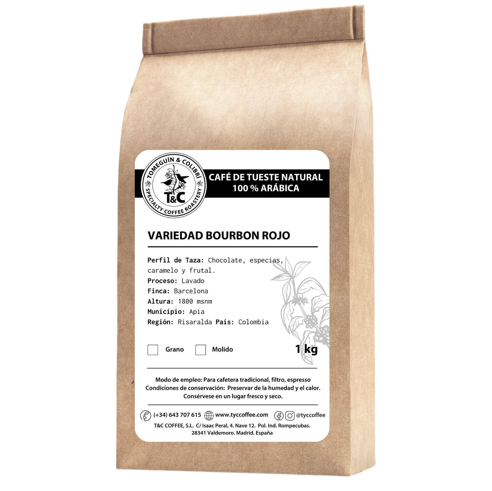 Bourbon rojo lavado 1 kg