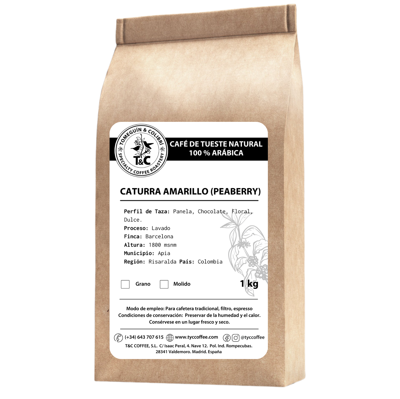 Caturra amarillo lavado peaberry 1 kg