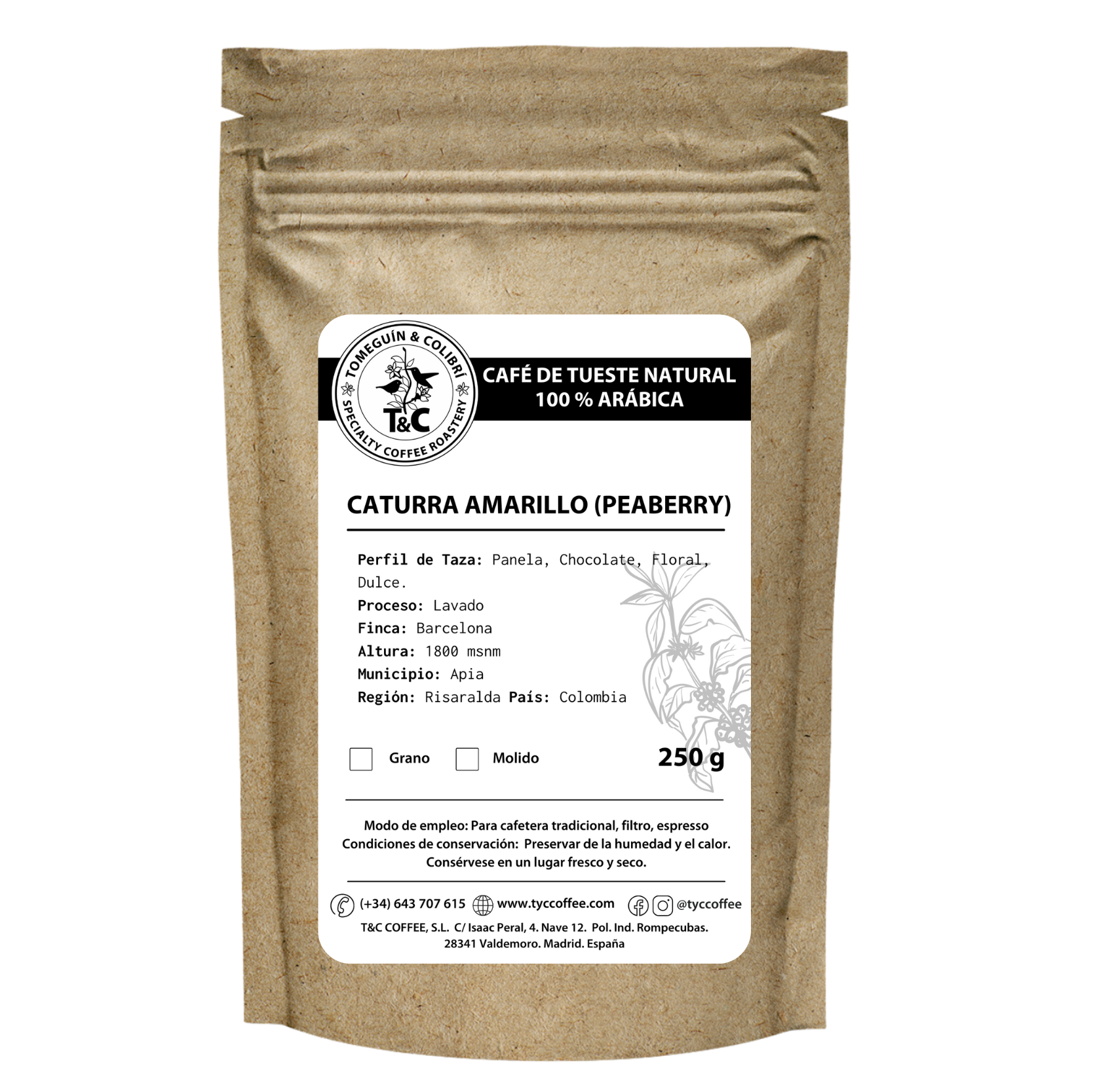 Caturra amarillo lavado peaberry
